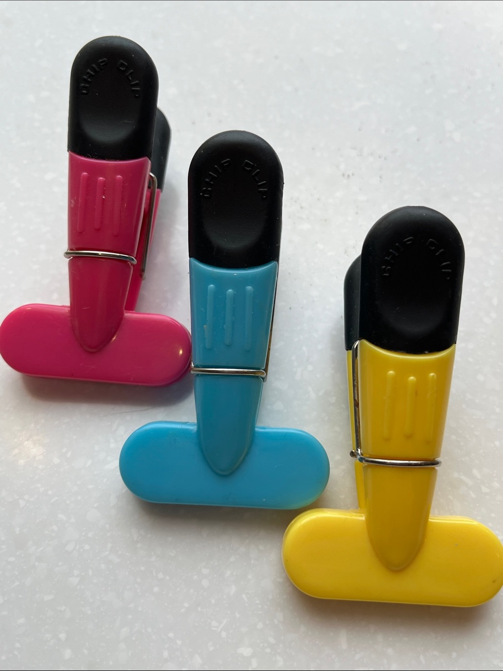 Fridge Magnet Clips Set of 3 Refrigerator Clip Magnets Pink Blue Yellow